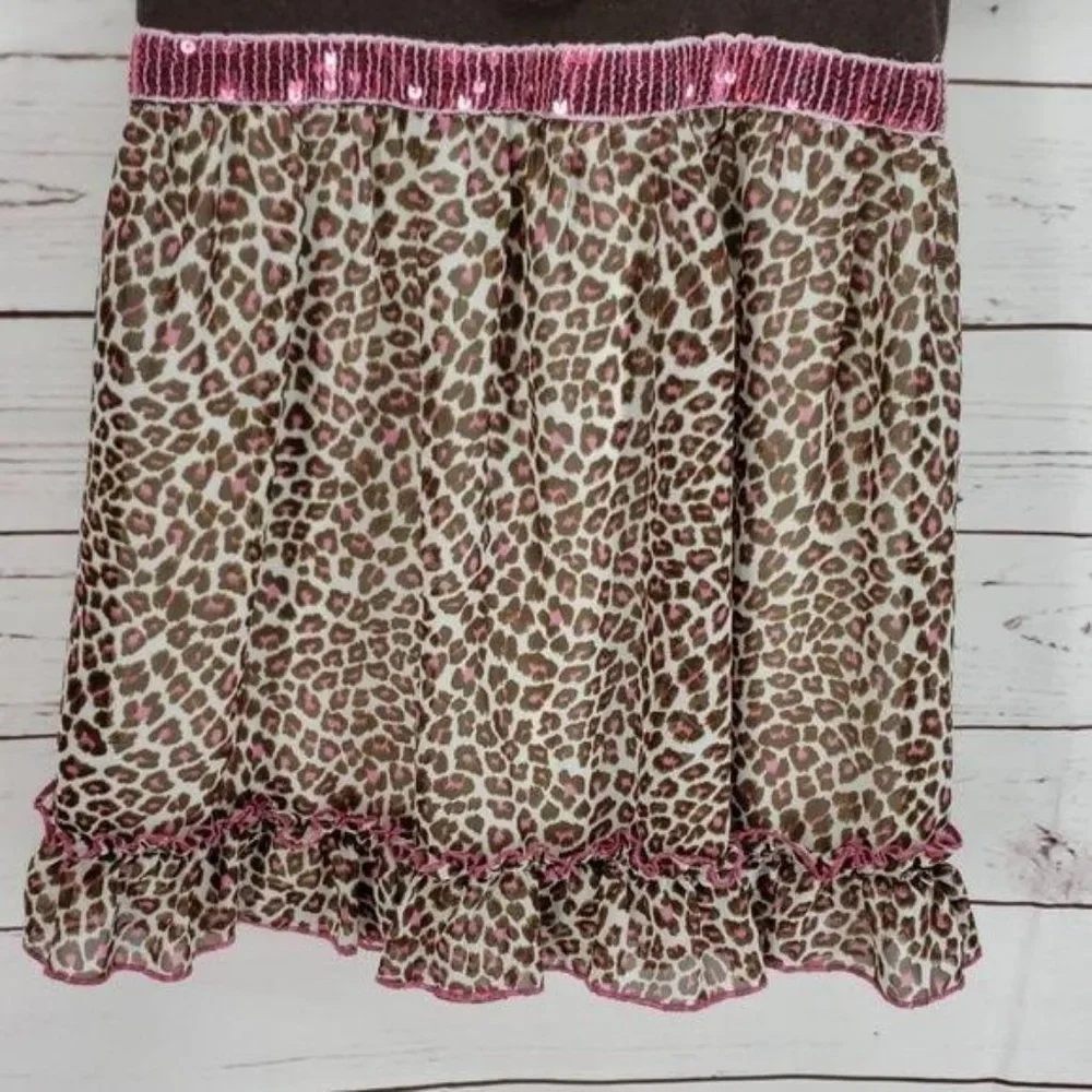 Pinky Girls Brown Leopard Print Blouse Shirt Size‎ 12